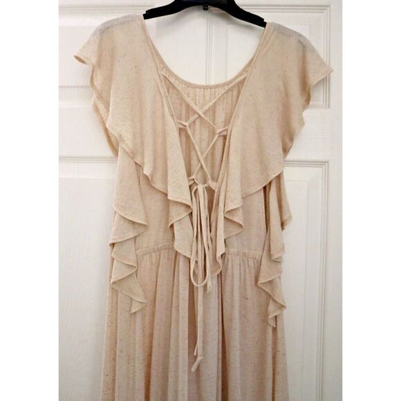 Free People Beach OB1733779 Women's Sz M Oatmeal Terrazo Linen Blend Maxi Dress - Picture 5 of 14